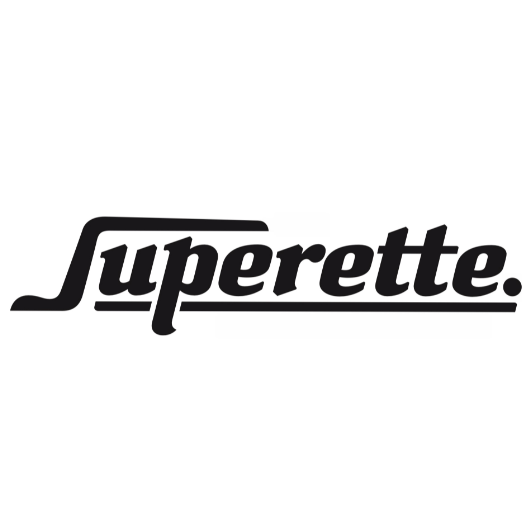 The Superette logo in black script with underline accents on a solid white background.