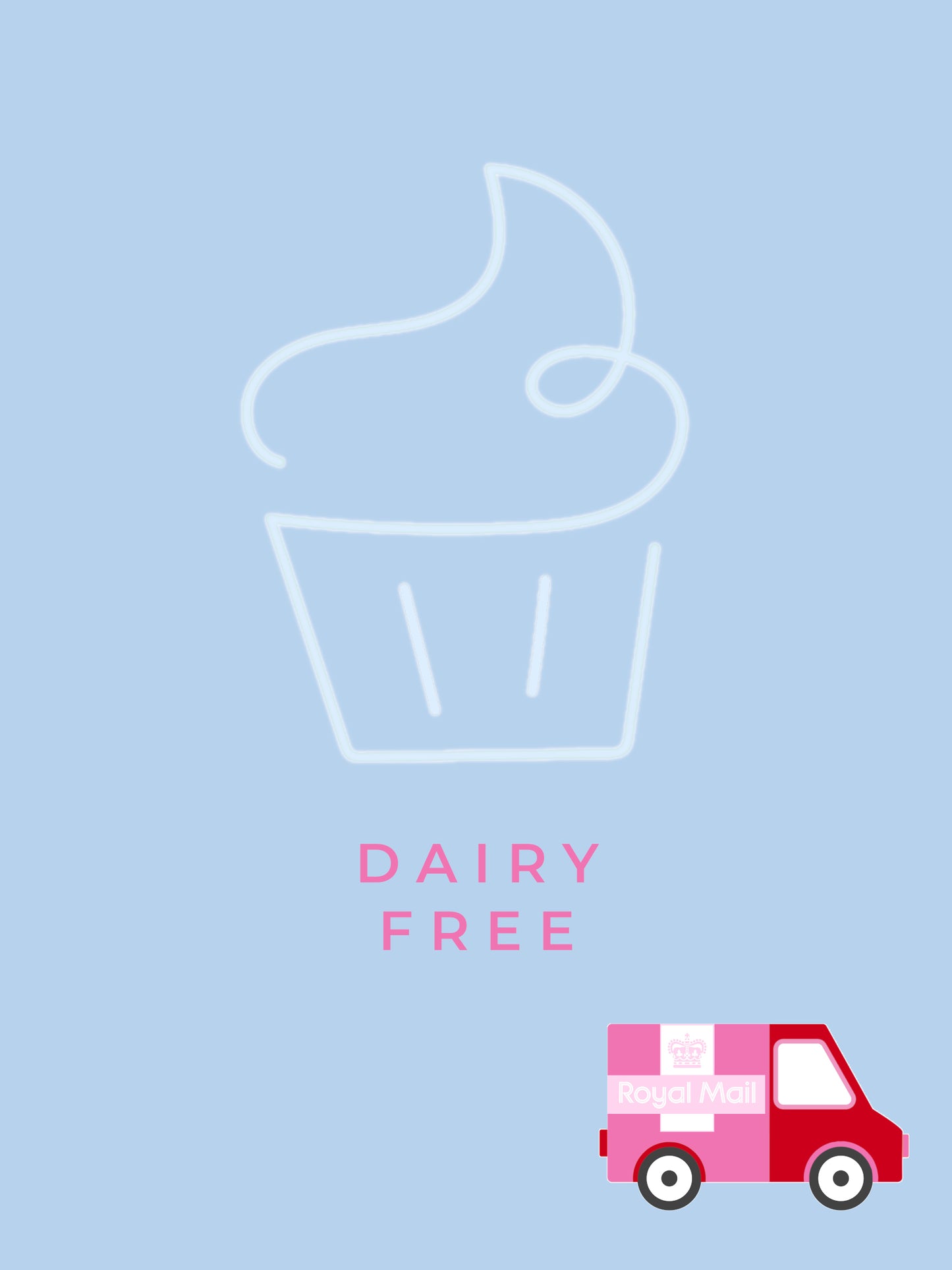Marley’s Bakery Dairy Free monthly treat box subscription with cupcake logo and delivery van graphic